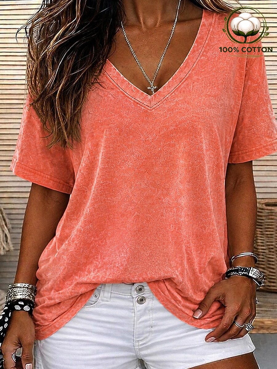 Women's 100% Cotton V Neck Tee