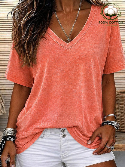 Women's 100% Cotton V Neck Tee