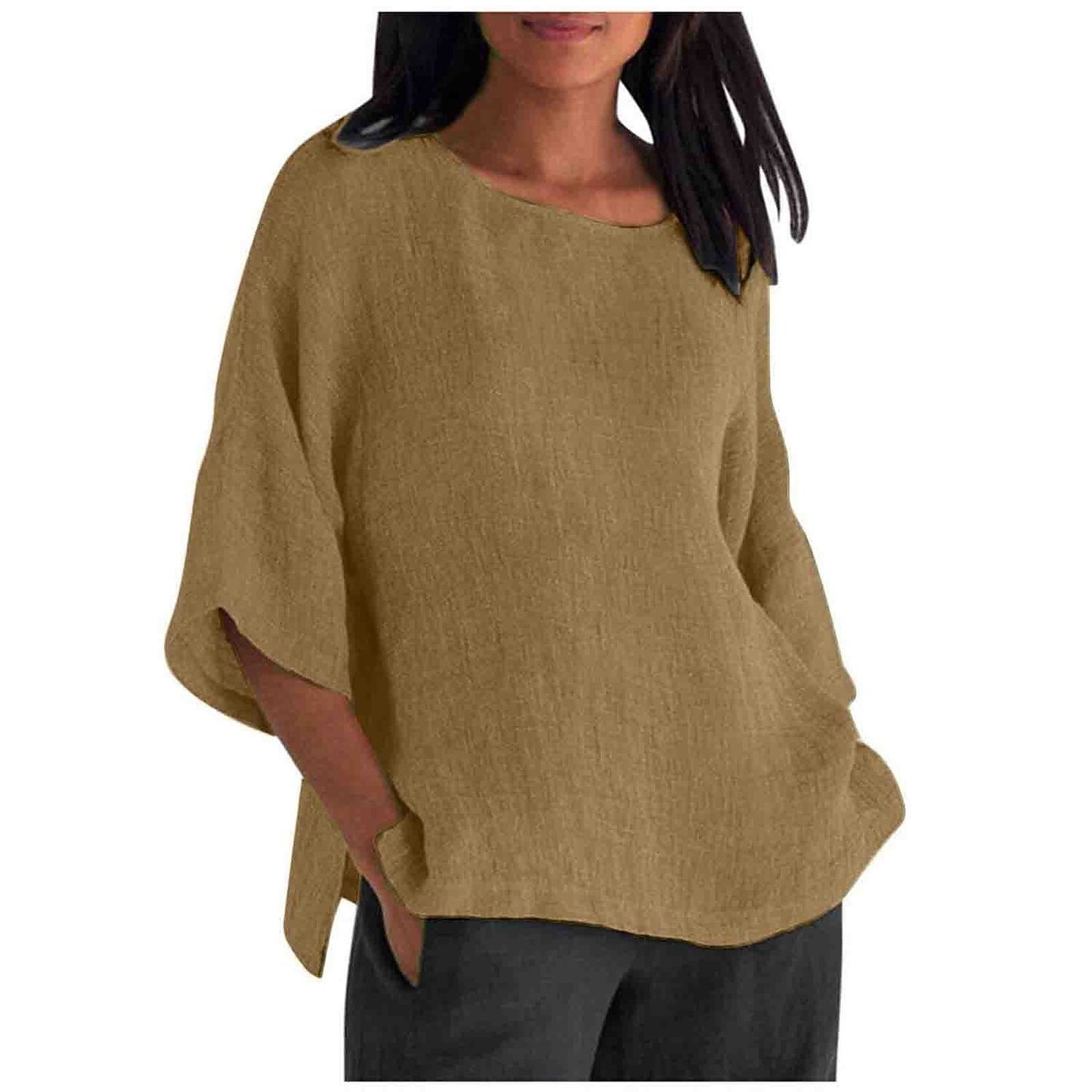 Women's Crew Neck 100% Cotton Blouse