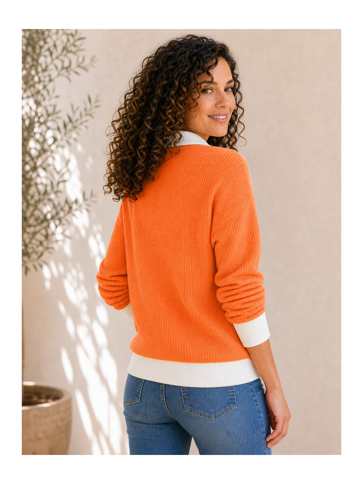 Textured Cotton Waffle Half-Zip Hoodie