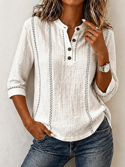 Cotton Linen Stand Shirt