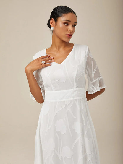 Ruffle Flutter Lace Maxi Dress