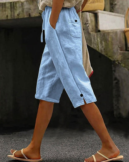 Women's Cotton Linen Capri Pants