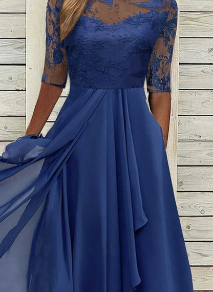 Elegant Lace Bodice Midi Dress