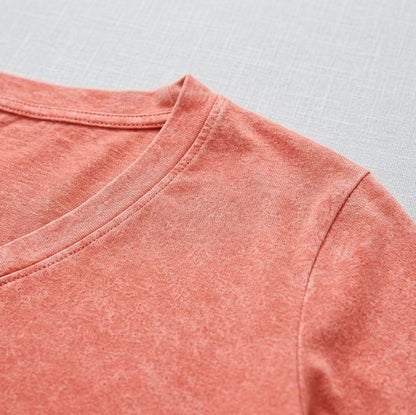 Washed 100% Cotton V-Neck Top