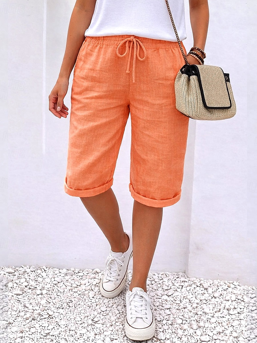Women's Cotton Linen Capri Pants