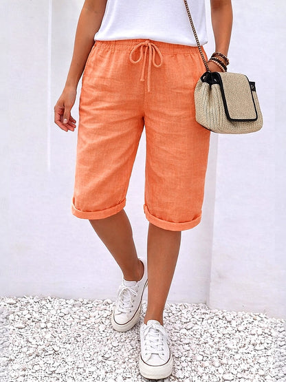 Women's Cotton Linen Capri Pants
