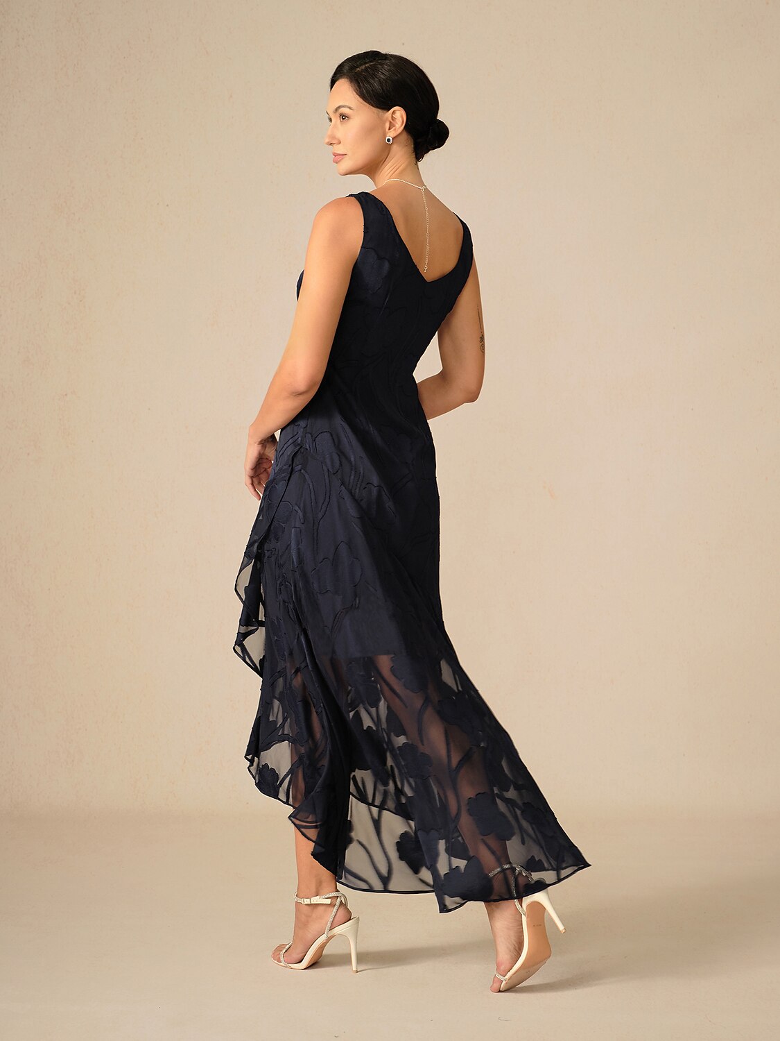 Floral Chiffon Evening Dress with Shawl