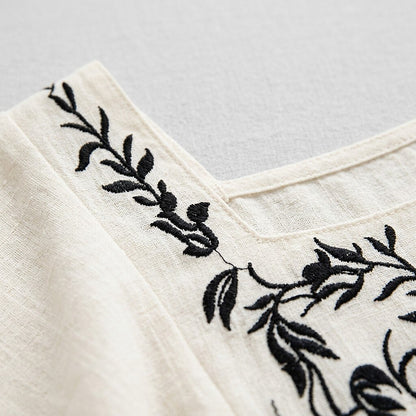 Embroidered Square Cotton Neck Top