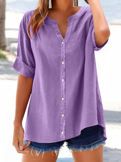 Women's V Neck 100% Cotton Blouse