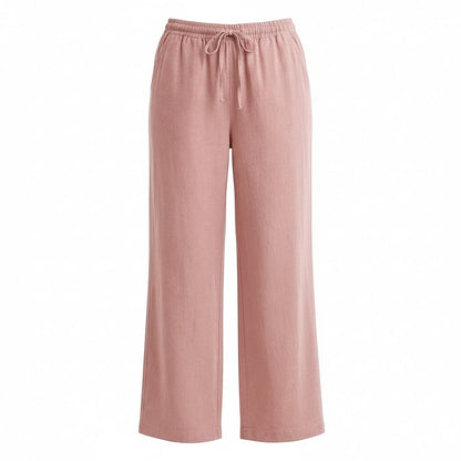 Women's Linen Drawstring Wide-Leg Culottes