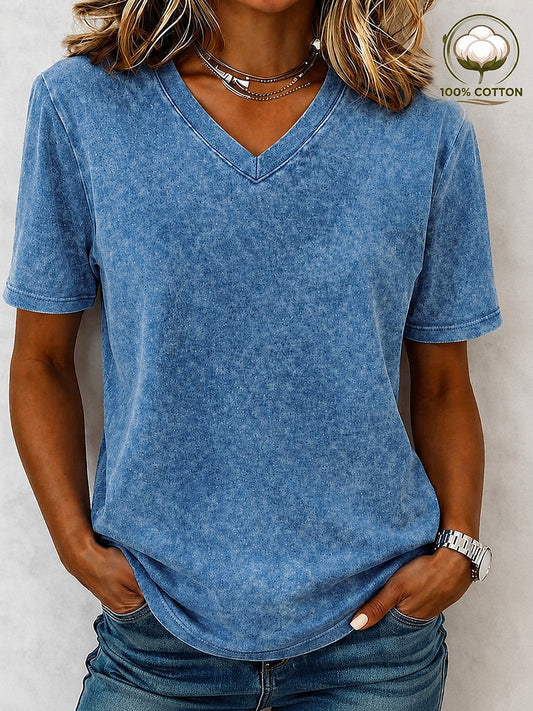Women's 100% Cotton V Neck Tee