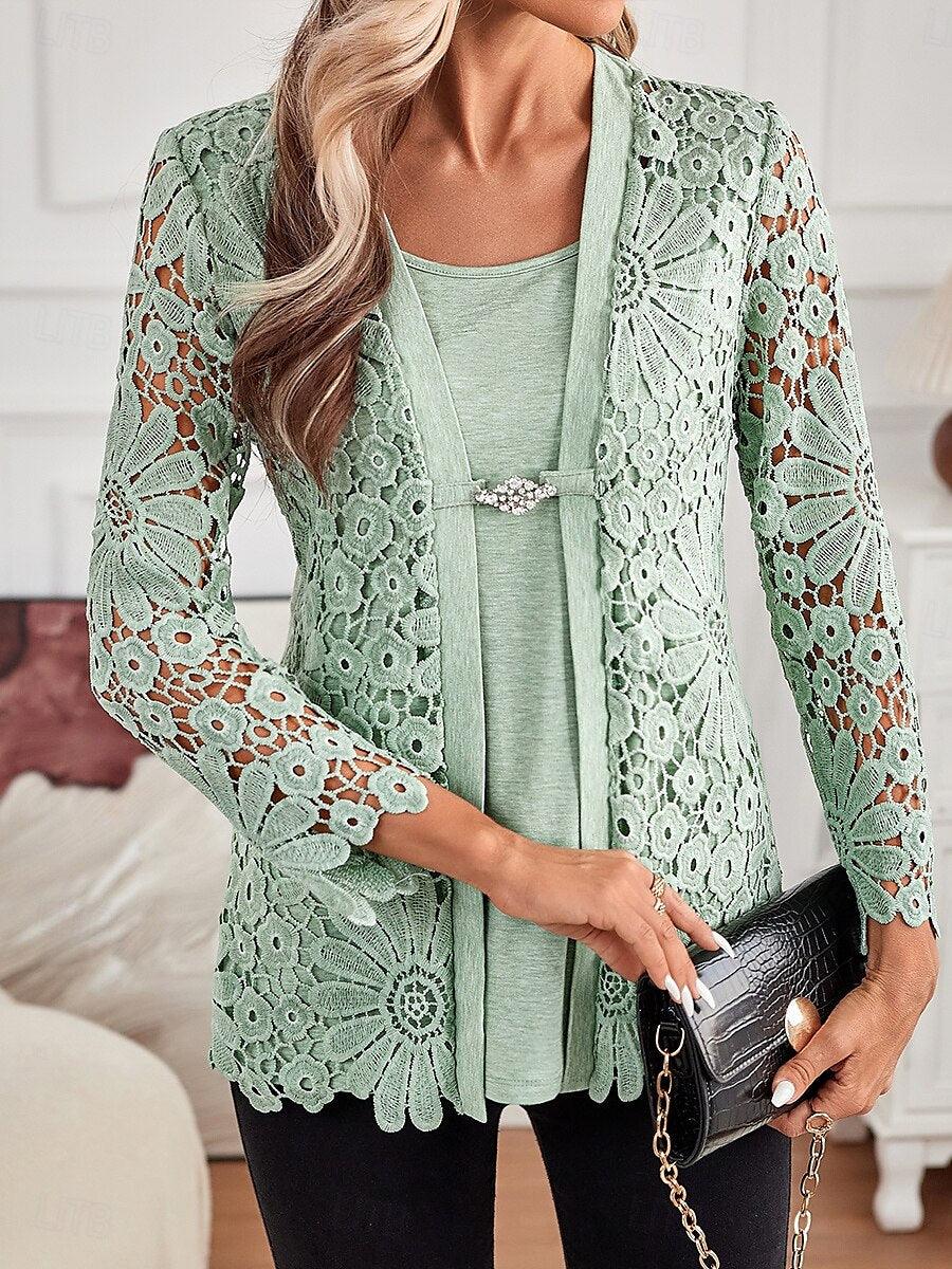 Lace Tunic Square Neck Blouse