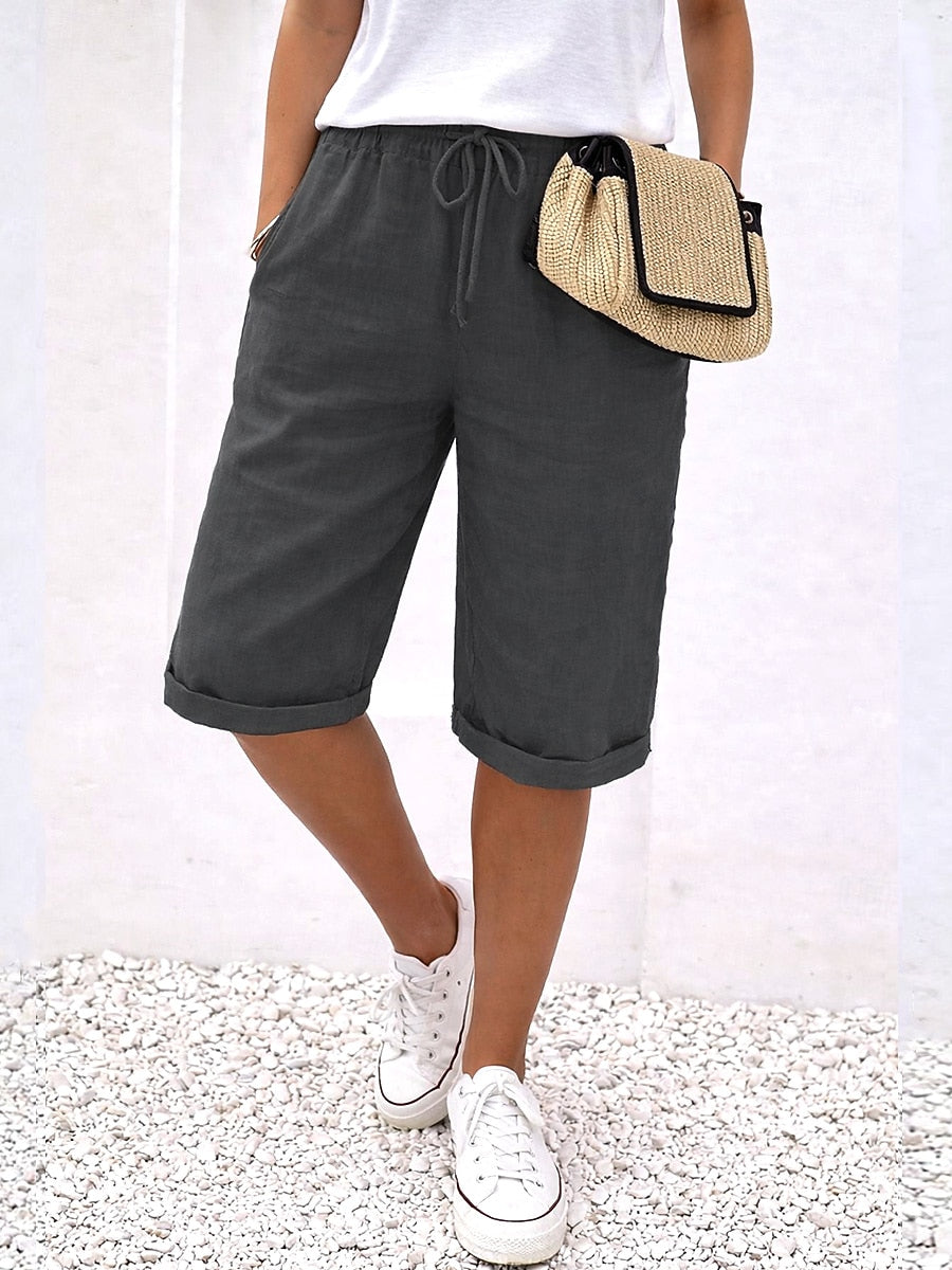 Women's Cotton Linen Capri Pants