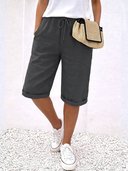 Women's Cotton Linen Capri Pants