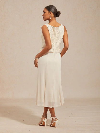 Mesh Sequin 3/4 Sleeve Jacket Dress