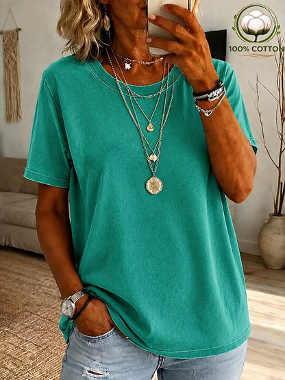 Women's 100% Cotton Crew Neck Tee