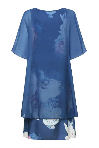 Floral Chiffon Short Sleeve Casual Dress