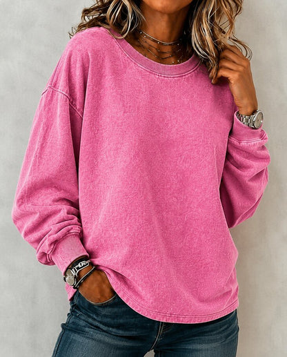 Washed 100% Cotton Crewneck Sweatshirt