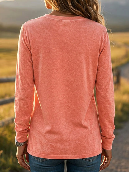 Washed 100% Cotton V-Neck Top