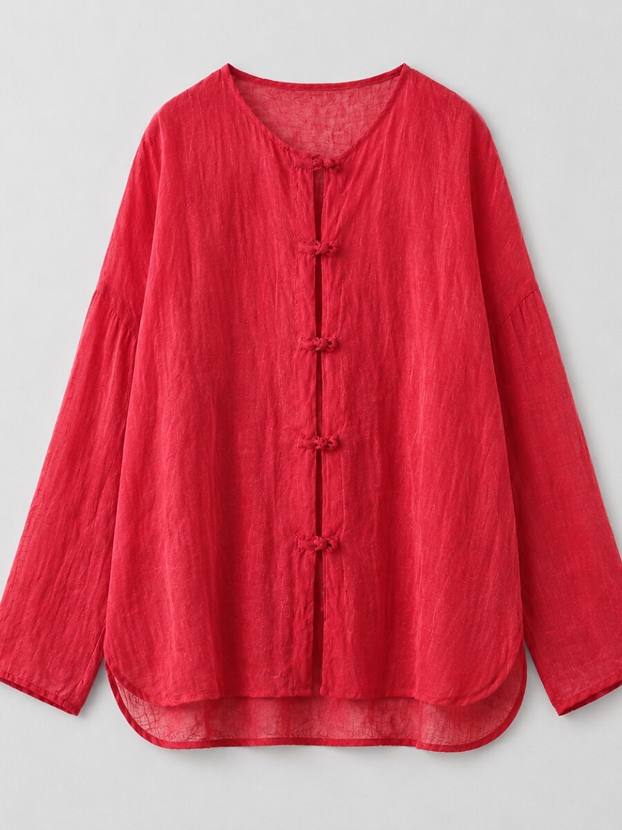 Premium 100% Linen Button-Down Blouse