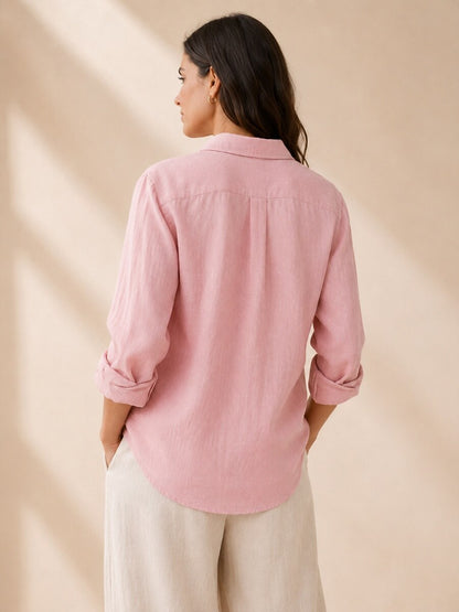 Women's Linen Button-Down Blouse