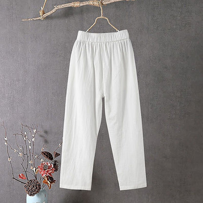 Cotton Linen Drawstring Baggy Pants
