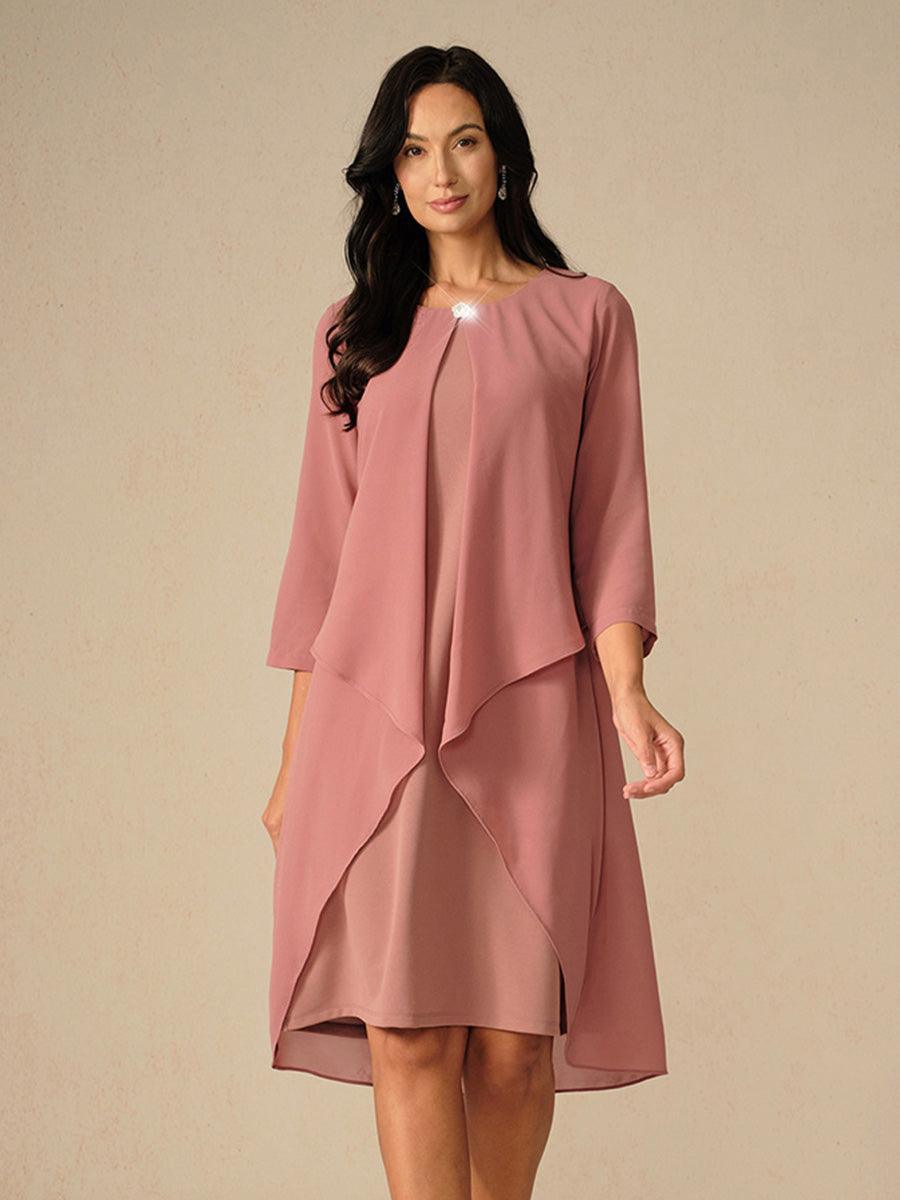 Robe en mousseline de soie verte à manches cape superposées