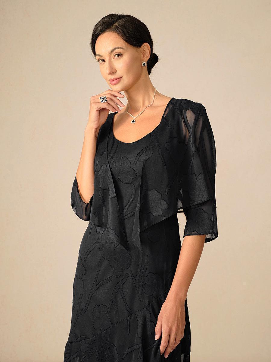 Cardigan à manches 3/4 en mousseline transparente à fleurs