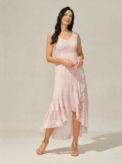Floral Chiffon Abendkleid mit asymmetrischem Saum