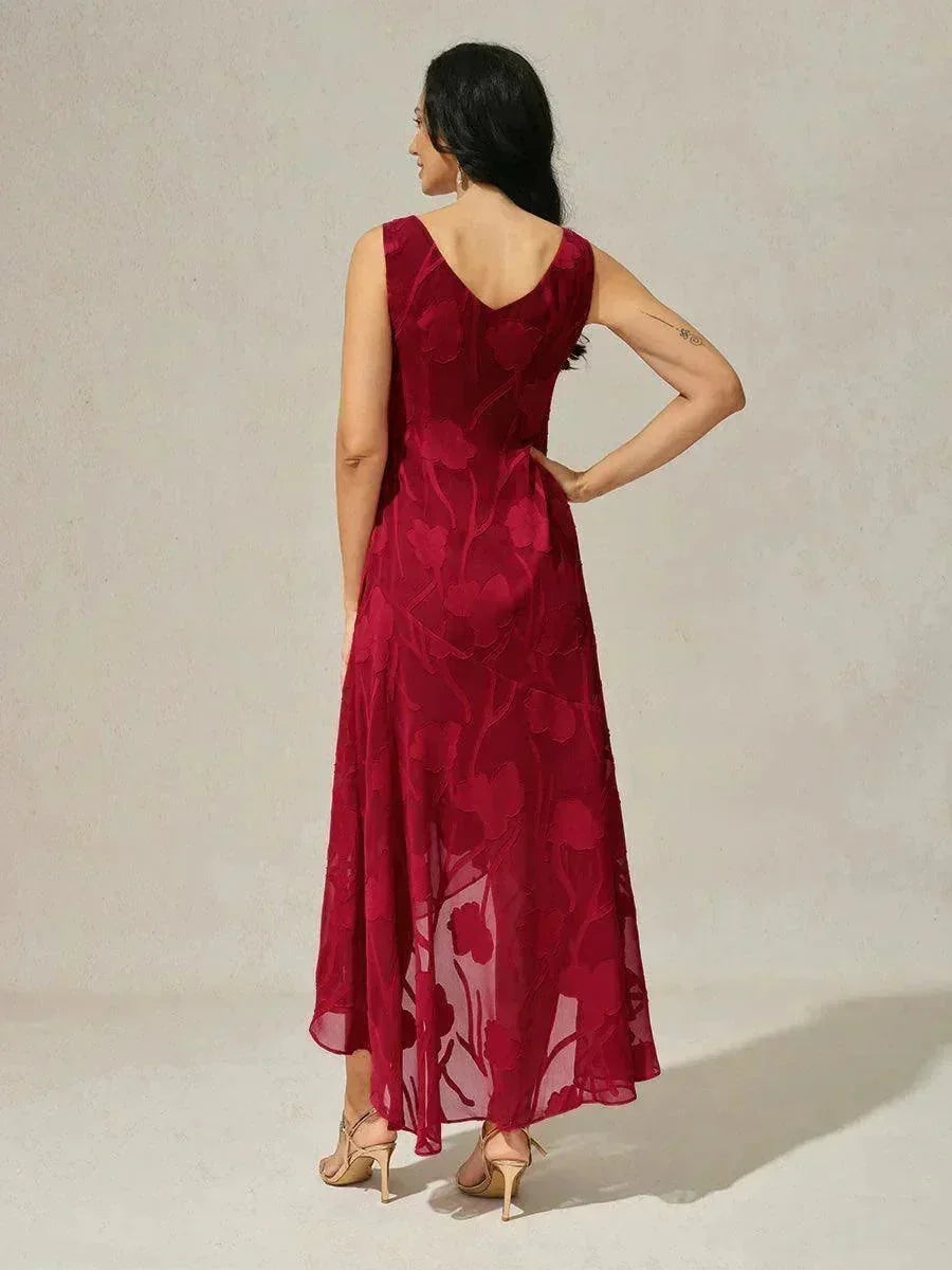 Floral Chiffon Evening Gown with Asymmetrical Hem