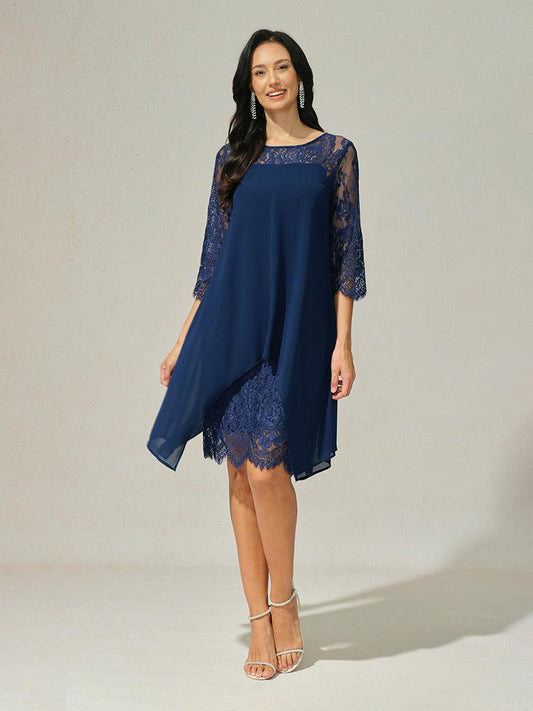 Robe mi-longue en mousseline de soie et dentelle