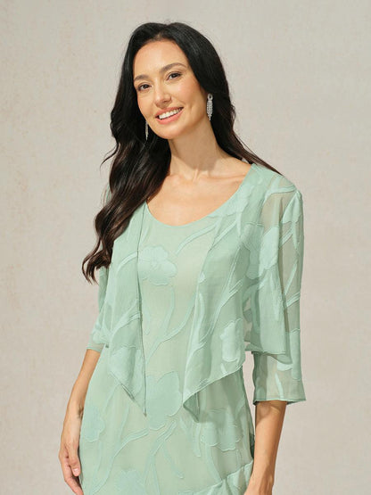 Floral Sheer Chiffon 3/4 Sleeve Shrug