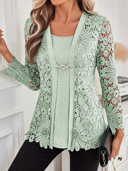 Lace Tunic Square Neck Blouse