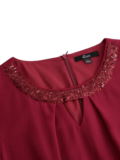 Classic Wine Red Chiffon Dress