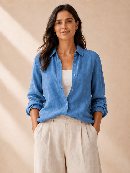 Women's Linen Button-Down Blouse