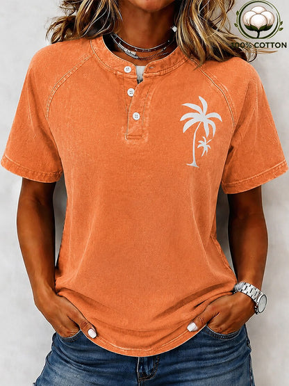 100% Cotton Washed Henley Tee