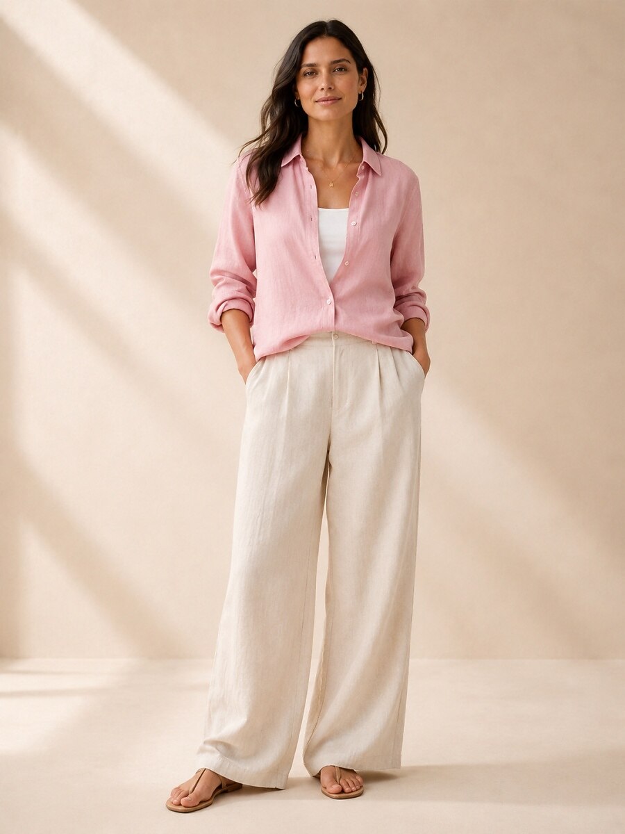 Women's Linen Button-Down Blouse