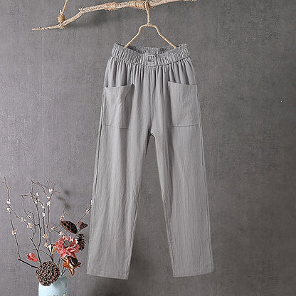 Cotton Linen Drawstring Baggy Pants