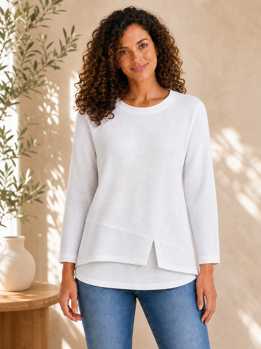 Cotton Waffle Patchwork Top