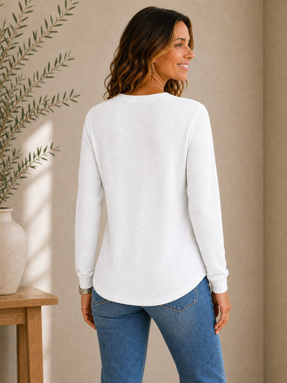 Waffle Cotton Crew Neck Shirt