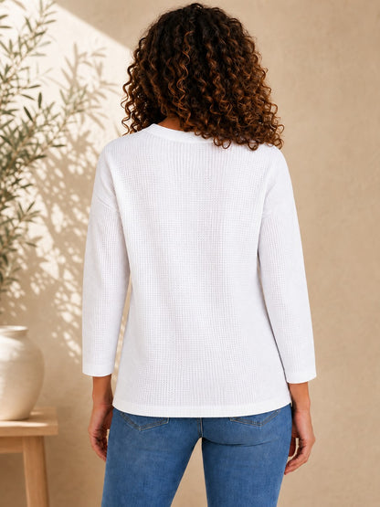 Cotton Waffle Patchwork Top