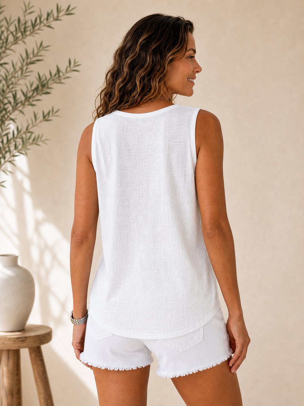 Cozy 100% Cotton Sleeveless V Neck
