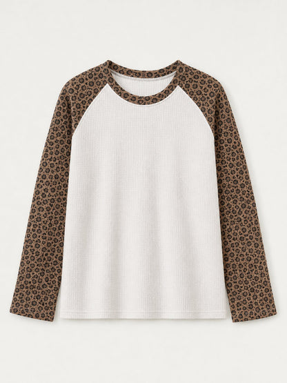 Cotton Waffle Knit Patchwork Blouse