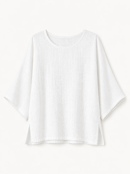 Crew Neck 100% Cotton Blouse