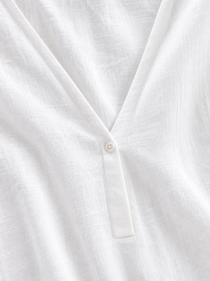 Casual Basic Cotton Linen Blouse