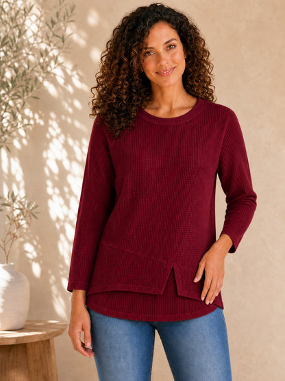 Cotton Waffle Patchwork Top