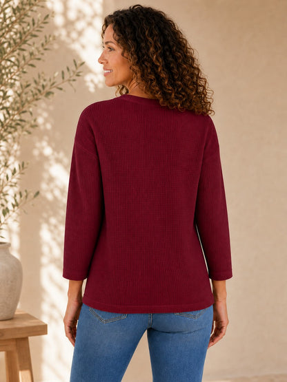 Cotton Waffle Patchwork Top