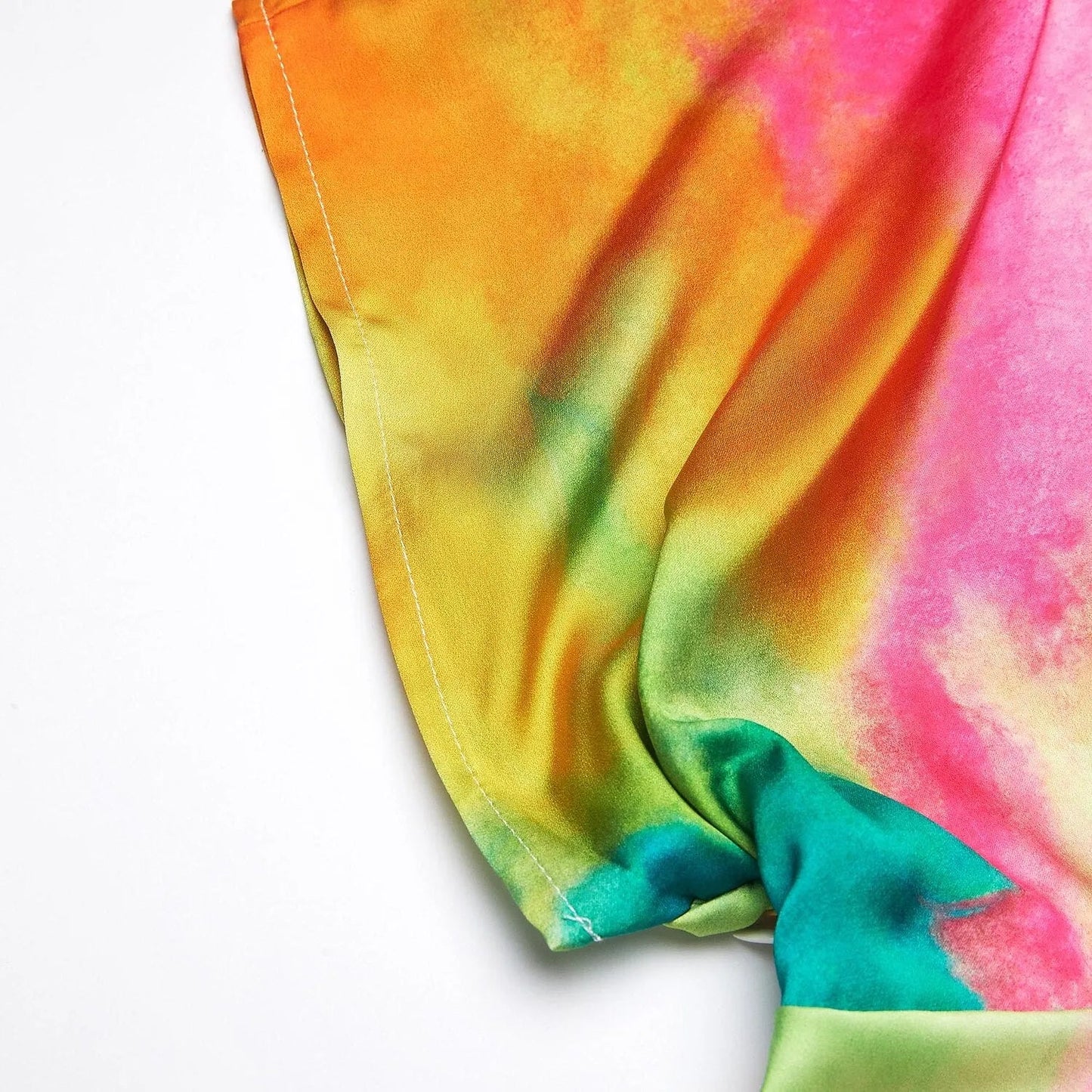 Satin Tie Dye Marble Print Maxi Dress