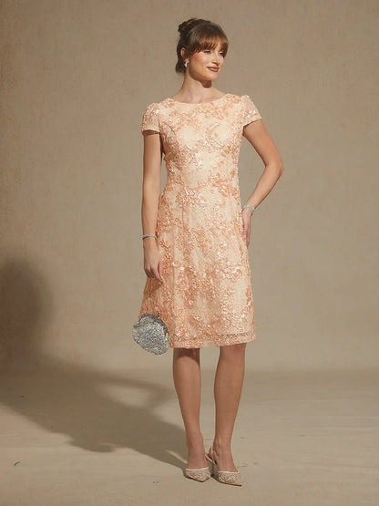 Rosette Lace Boat Neck A Line Dress